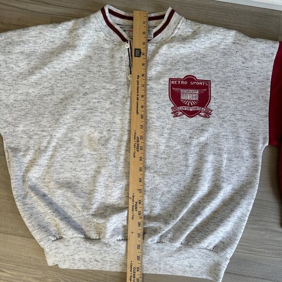 Vintage McGregor‎ Retro Sports Crewneck Henley Sweatshirt Mens XXL Grey Red - Picture 9 of 12